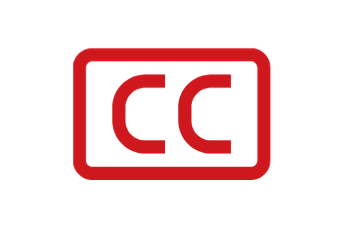 Two red c's enclosed in a red box - closed captioning symbol