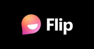 Flip logo - white text and multicolor icon on black